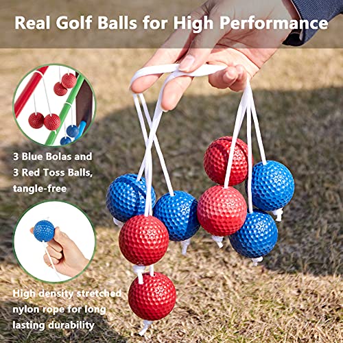 SpeedArmis Vintage Ladder Toss Game Set, 48In Rubber Wooden Ladder Ball Golf Lawn Game with 6 Bolo Balls & Carrying Case - Outdoor Backyard Game for Teens Adults Family