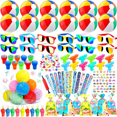 182 Pcs Pool Party Favors Beach Party Favors, Summer Goodie Bag Stuffers for Kids 3-8 8-12 with Beach Balls, Sunglasses, Water Balls for Summer Birthday Party Favors - style: pool Party Favor