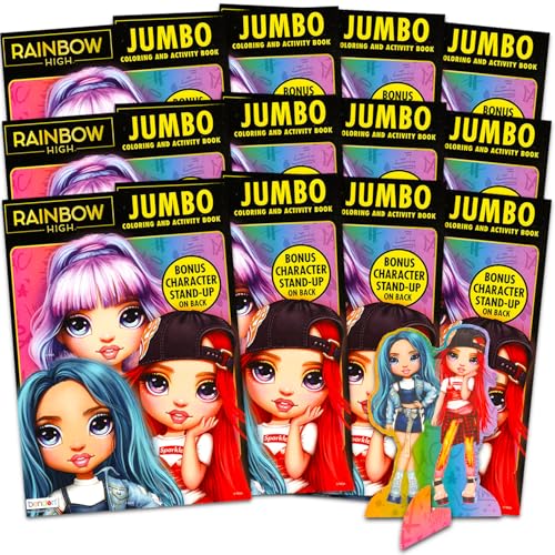 Rainbow High Bulk Coloring Books - 12 Jumbo Activity Books with Coloring Pages, Games, Activities for Kids 3-5, Party Favors, Party Supplies, Classroom Rewards, Road Trip Activities