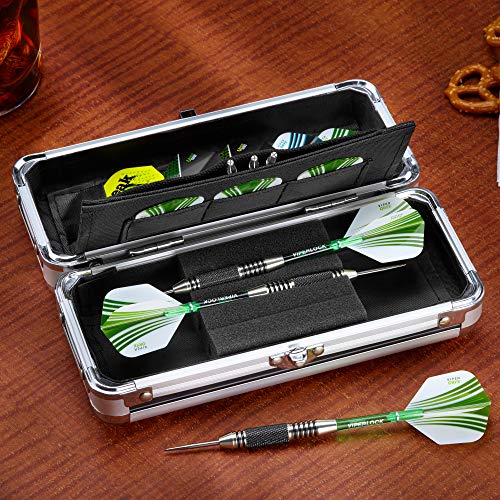 Casemaster Sole Aluminum Slim Profile Dart Case Holds 3 Steel Tip and Soft Tip Darts with Enough Space to Keep Flights in Shape, Features Built-In Pockets for Other Accessories - size: 7.4 x 3.25 x 2.5 inches