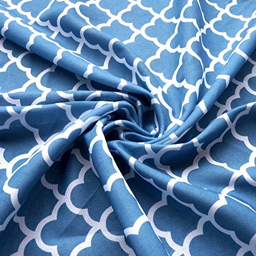 Melaluxe Spring/Summer Wrinkle-Free Waterproof Outdoor Tablecloth with Umbrella Hole and Zipper, 60" Round-Zippered - color: Blue Clound, size: 60" (Round)