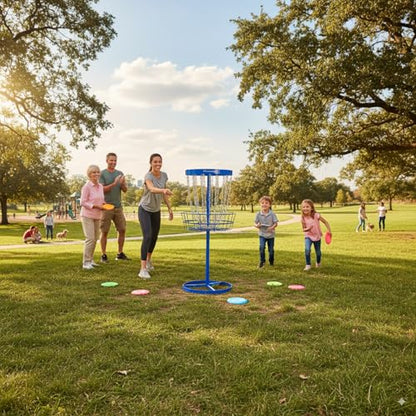 Portable Disc Golf Basket, 24-Chain, All-Weather Metal Disc Golf Goal with Heavy-Duty Carrying Bag, Easy Assembly for Backyard, Park & Outdoor Training - style: Blue