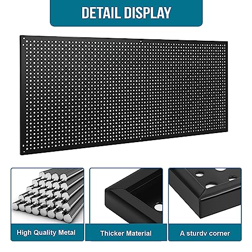 Peg Board, 3 Pack 16-Inch X 36-Inch Heavy Duty Steel Pegboard,Heavy Duty Black Pegboard for Walls, Garage, Workbench, Craft Room Tool Organization, Metal Pegboard Panels(Black) - color: Black