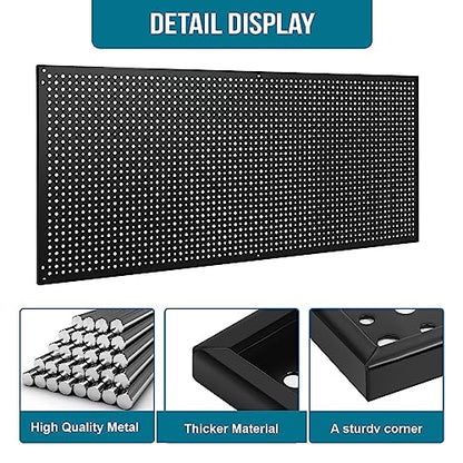 Peg Board, 3 Pack 16-Inch X 36-Inch Heavy Duty Steel Pegboard,Heavy Duty Black Pegboard for Walls, Garage, Workbench, Craft Room Tool Organization, Metal Pegboard Panels(Black) - color: Black