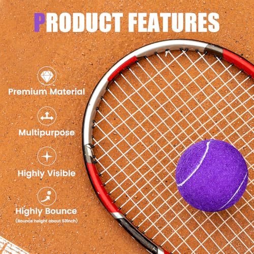 60/120 Pack Tennis Balls, Training Tennis Balls, Pet Dog Playing Balls, Practice Tennis Balls with Mesh Bag for Transport and Beginner Training - color: Purple-60Pack