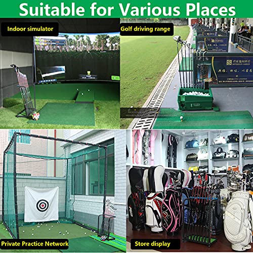Nisorpa Golf Club Organizer Rack 9 Clubs Golf Club Display Stand Rack Holder Shelf Indoor Outdoor Golf Putter Rack Holder Stand 9 Putters Metal Golf Club Stand with Artificial Grass Mat