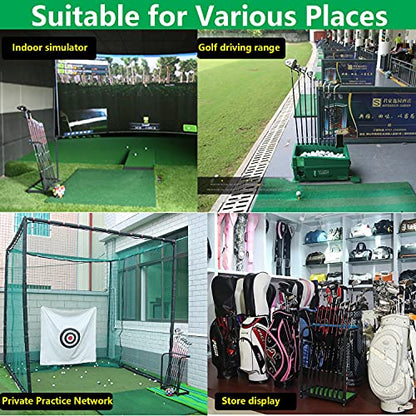 Nisorpa Golf Club Organizer Rack 9 Clubs Golf Club Display Stand Rack Holder Shelf Indoor Outdoor Golf Putter Rack Holder Stand 9 Putters Metal Golf Club Stand with Artificial Grass Mat