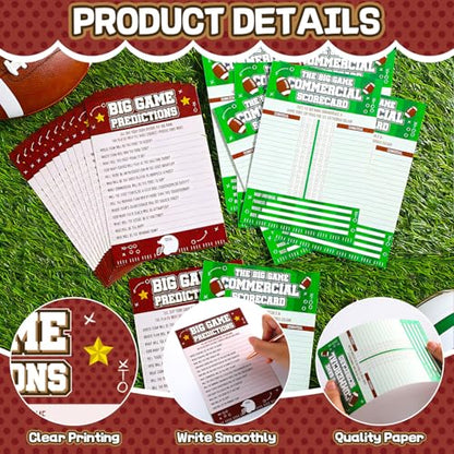 20 PCS Football Game Cards for Football Theme Party Decorations Activity Duo Games Rugby Cards Set Cards Big Game Prediction Card The Big Games Commercial Scorecard Two-Player Sports Party Supplies