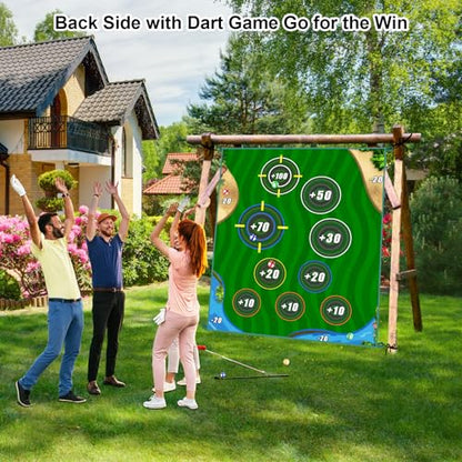 Golf Chipping Game Mat, Double Sided Golf Hitting Mat,6x5 FT Golf Practice Mat Outdoor Indoor Golf Games for Adults,Score Sticky Playing Golf Balls for Home Backyard Garage Game(No Club)