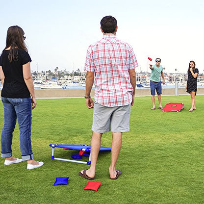 GoSports Portable Cornhole Set with Carry Case - Outdoor Lawn Bean Bag Toss Game for Adults and Family - Beach, Camping, Yard Games & More - style: Red & Blue