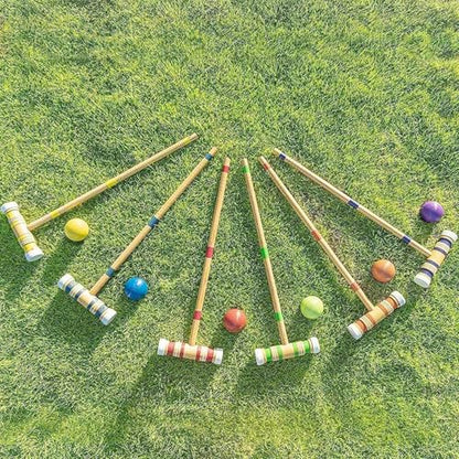 Genérico Croquet Outdoor Family Games for 6 Players, Portable Wooden Sports Reusable Lawn Park Kit for Backyard | Durable Bag Included, Fun j