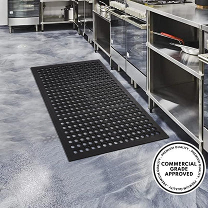 A1HC New All Purpose Anti Fatigue Versatile Rubber Floor Non-Slip Mat with Drain Holes, Perfect as Workplace Mat, Restaurant Kitchen Mat, Commercial Utility Garage Floor Mat - 24" x 36" (3 Pack) - size: 3 Pack - 36"L x 24"W x 0.6"Th