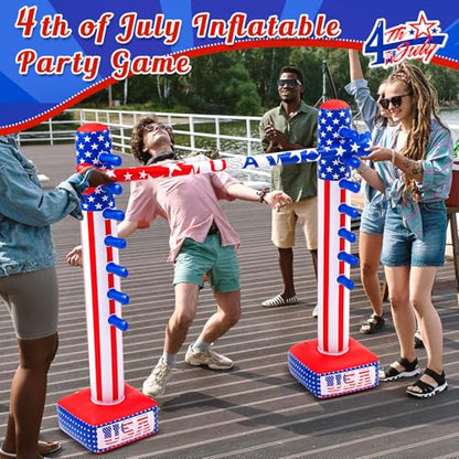 Threan 4th of July Inflatable Limbo Game 250th Anniversary Independence Day Party Game USA Red White Blue Star Patriotic American Flag Inflatable Limbo for Adults Indoor Outdoor Memorial Veterans Day - style: 4th of July
