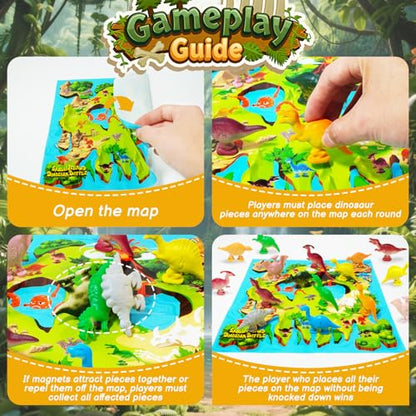 Dinochez Dinosaur Chess Game, 20Pcs Dinosaur Stones with Portable Storage Bag & Map, Strategy Board Game for Kids Ages 3-8, Family Game Night Toy, Valentines Easter Stocking Stuffers Party Favors