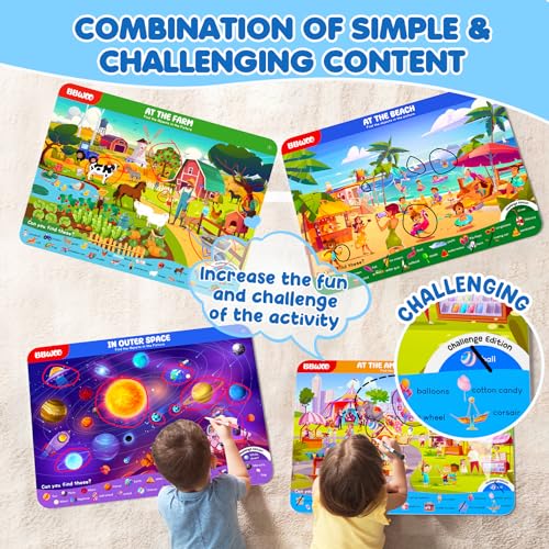 Search and Find Activity Books for Kids Ages 3-5, Travel Games Toys for Car Airplane, Road Trip Activities for Kids Games 4-8, Preschool Learning Activities, Educational Seek Game,Gifts for Boys Girls - style: Mixed Themes