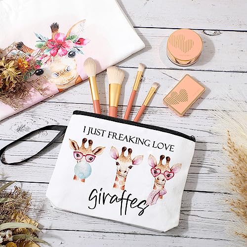 Sieral 2 Pcs Animal Lover Bag Gift for Women Travel Canvas Tote Portable Zipper Pouch Canvas Reusable Grocery Tote - style: Giraffe