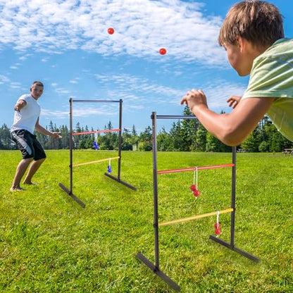 GSE Games & Sports Expert Premium Metal Ladder Ball Toss Game Set with Ladder Bolas & Carrying Case for Outdoor Backyard Lawn - style: Metal Ladder Toss Game Set