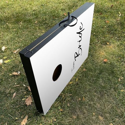 Wedding Cornhole Set Black and White, Team Bride and Team Groom Bag Toss, Wedding Reception Games, 36x24 Inches