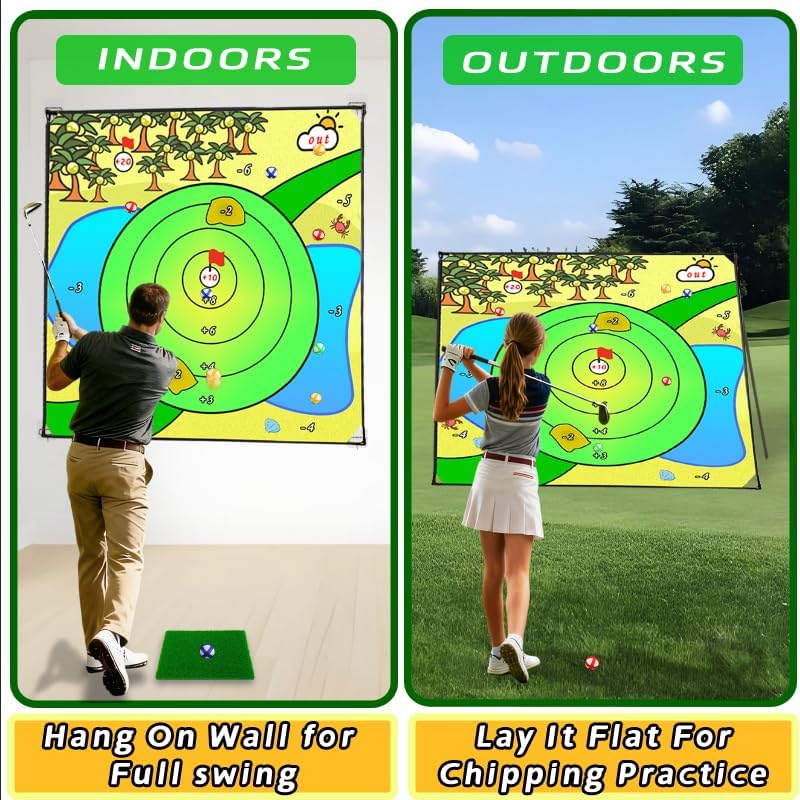 Golf Chipping Outdoor Game Set,Portable Battle Chipping Mat,Indoor Outdoor Sticky Golf for Adults and Junior Golfer Training Practise,Friends Family Yard Target Game