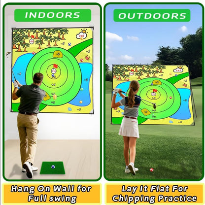 Golf Chipping Outdoor Game Set,Portable Battle Chipping Mat,Indoor Outdoor Sticky Golf for Adults and Junior Golfer Training Practise,Friends Family Yard Target Game