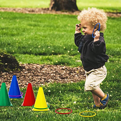 Super Z Outlet 30 Piece Carnival Outdoor Fair Tossing Games Toy Party Set with 12 Rings, 12 Bean Bags, and 6 Cones