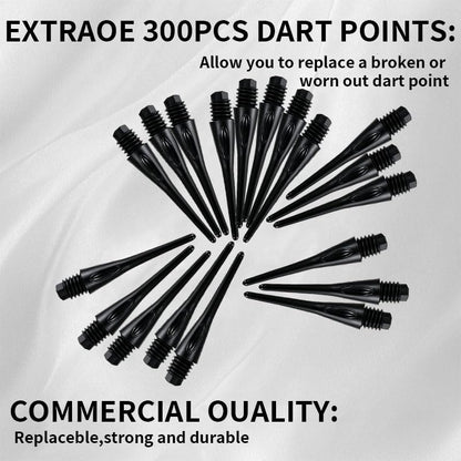 300 Pack 2BA Thread Soft Dart Tips - Premium Plastic Replacement Dart Points, Essential Dart Accessories Set for Soft Tip Darts (Black)