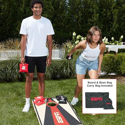 ESPN Solid Wood Cornhole Board Set, Includes Bean Bags and Travel Case, Ideal for Outdoor Games - style: 2x3