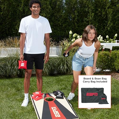 ESPN Solid Wood Cornhole Board Set, Includes Bean Bags and Travel Case, Ideal for Outdoor Games - style: 2x3