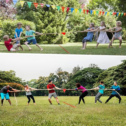 Outdoor Games, Tug of War Rope for Kids and Adult, 28PCS Potato Sack Race Bags, Egg and Spoon Race, Outdoor Games Set Perfect for Carnival Team Building Activities, Field Day Family Reunion Birthd