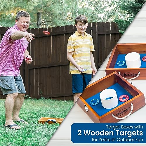Washer Toss Game Outdoor Games Giant Yard & Lawn Games | Set of 2 Solid Wood Targets and 2.5-inch Washers Toss Rings| Bulls-Eye Pitching Board| Backyard Beach Camping Party