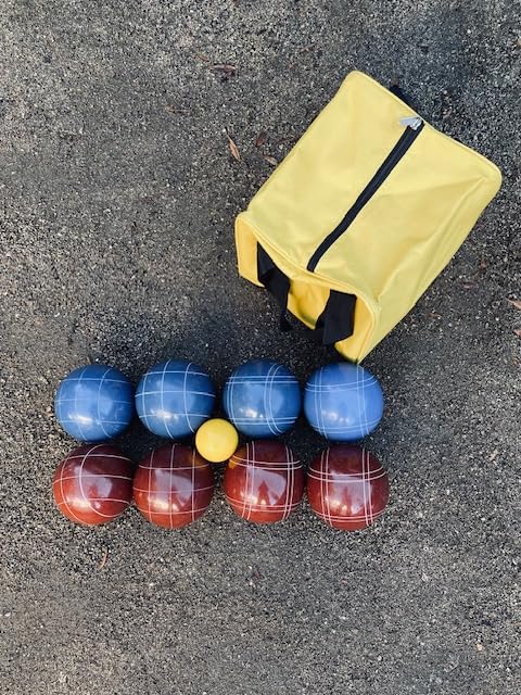 BuyBocceBalls Listing - Made in USA, Premium Quality Official Tournament Bocce Set - 110mm Blue and Dark Red Balls Nylon Bag; Regulation Size Balls 998 Grams (2 lbs. 3.2 oz.)