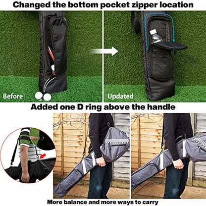 Big Teeth Golf Sunday Bag, Small Golf Bag Lightweight, Par 3 Golf Bag for A Few Clubs Driving Range, Practice with Carry Shoulder Strap Foldable Multi-Colour - color: Thicker Travel Option Black