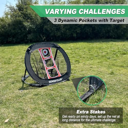 SENSECLUB Foldable Chipping Net with Mat & Balls, Indoor Golf Practice Chipping Target, Backyard Golf Game & Gifts - style: Square Net +Mat +Balls