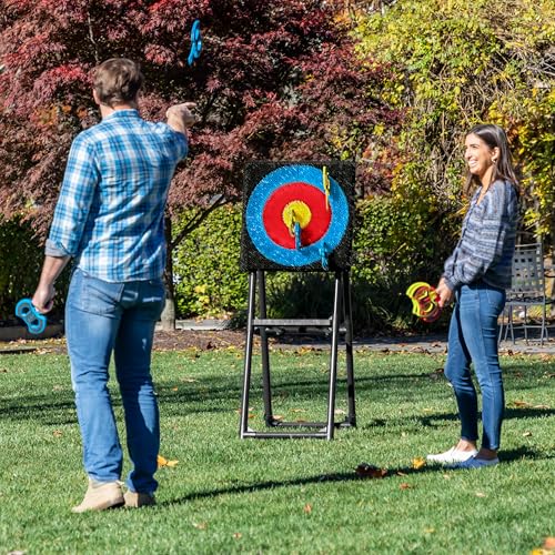 EastPoint Axe Throwing Game Set - 5 ft Tall Pack of 8 - Precision Bristle Catcher & Axe Target - Foam Throwing Axes & Outdoor Games for Adults - Alloy Steel Frame & Storage for Yard Activities