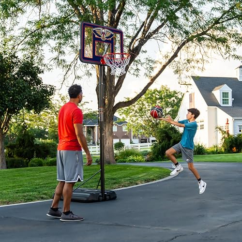 Lifetime NBA New Orleans Pelicans Portable Basketball Hoop, Adjustable Height 7.5-10 Ft, 44 Inch Shatterproof Fusion Backboard, Base with Wheels - color: New Orleans Pelicans