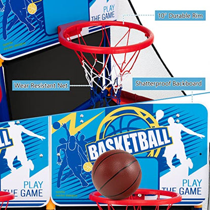 GLACER Arcade Basketball Game Indoor, Kids Double Shot Basketball Shooting Game w/4 Balls & Air Pump, 2 Player Non-Electronic Basketball Hoop Game, Ideal Gifts for Boys Girls Aged 3+