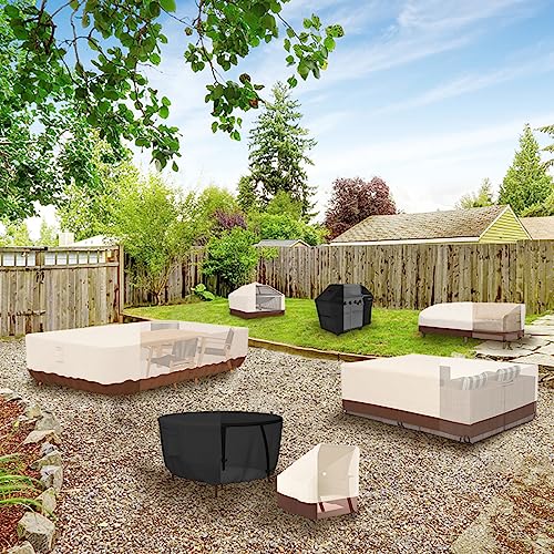 Tuyeho Heavy Duty Round Patio Table Cover (96D x 28H Inch), Waterproof & Weather Resistant, Anti UV - Black - color: Black, size: DIA 96*28 inch