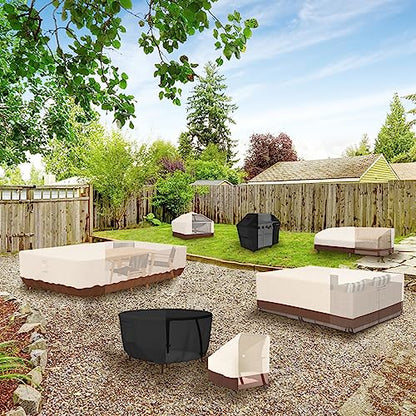 Tuyeho Heavy Duty Round Patio Table Cover (96D x 28H Inch), Waterproof & Weather Resistant, Anti UV - Black - color: Black, size: DIA 96*28 inch
