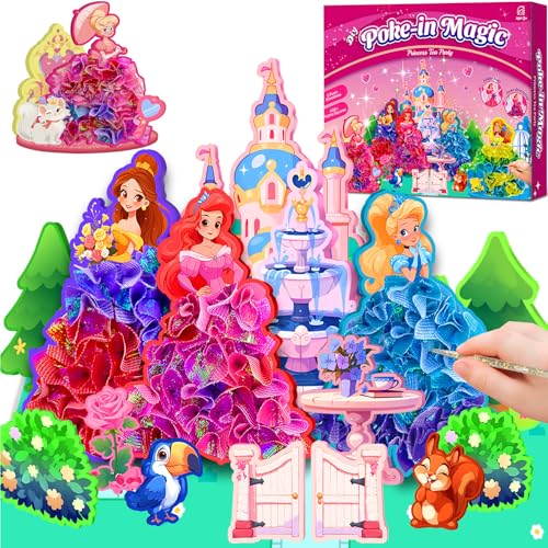 Poke in Magical Princesses, Christmas Birthday Gifts for 3 4 5 6 7 8 9 Year Old Girls, No Mess Girls Toys Age 6-8, DIY Arts and Crafts for Kids 4-6, Creative Activity Travel Toy - style: Poke in Magical