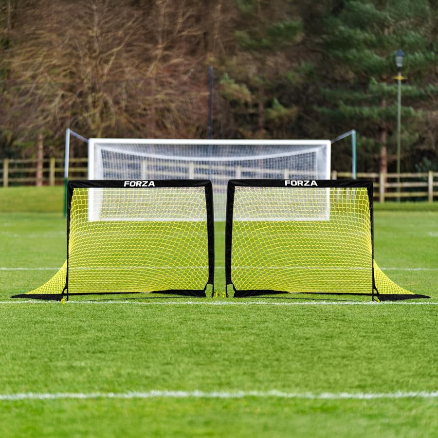 FORZA Square Pop-Up Soccer Goal [6 Sizes] | Portable Goal Posts for Kids Shooting Practice - Pop-Up in Minutes | Single or Pair of Goals - size: 5ft x 3.5ft, style: Pair