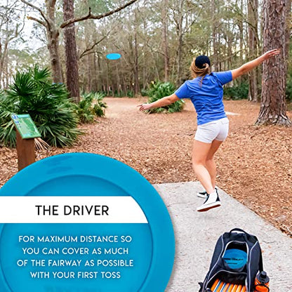 Franklin Sports Disc Golf Discs Set - Disc Golf Equipment Starter Set - style: Orange/Blue/Pink
