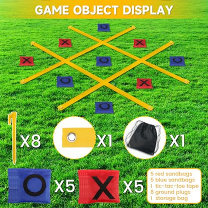 VANPET Giant Tic Tac Toe Bean Bag Toss Games for Kids Adults Family, Large Outside Lawn Yard Backyard Carnival Field Day Game, Beach Picnic Camping Birthday Party Family Reunion Games