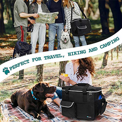 PetAmi Dog Travel Bag Organizer, Pet Travel Kit with 2 Food Containers & 2 Collapsible Dog Bowls, Pet Supplies Tote with Luggage Sleeve, Weekend Road Trip Camping Essentials, Black, Medium - color: Black, size: Medium - 14.5"L x 8"W x 12.0"H