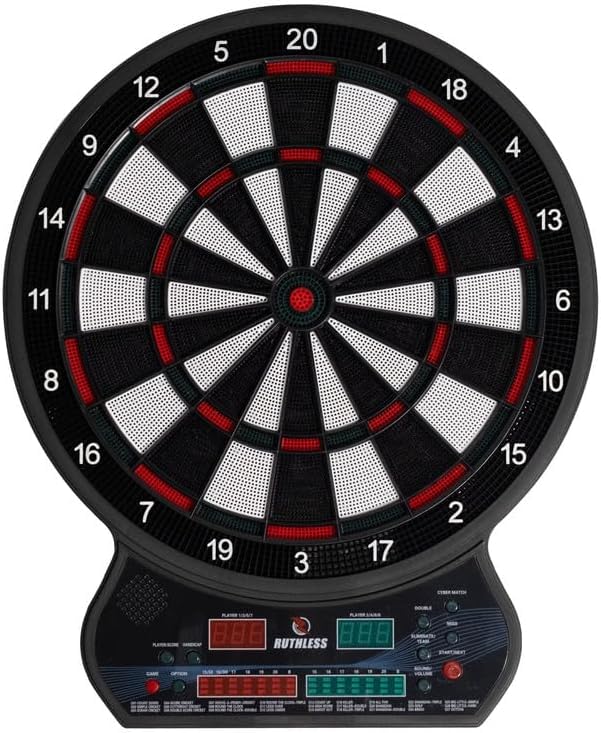 Ruthless | R600 Electronic Dartboard | Soft Tip Interactive Dartboard with 27 Game Modes | Up to 8 Players and 4 Sets of Darts Included.