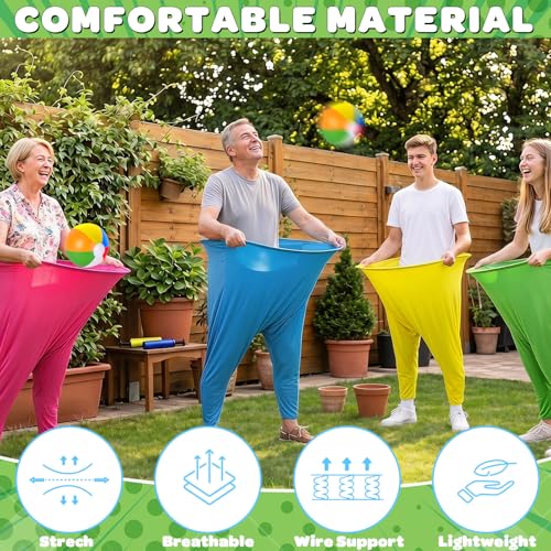 22 Pcs Granny Pants Yard Game Giant Colorful Granny Pants with Inflatable Bouncy Balls & Air Pumps Funny Outdoor Indoor Lawn Party Games for Adults Family Team Building Party Backyard Activities
