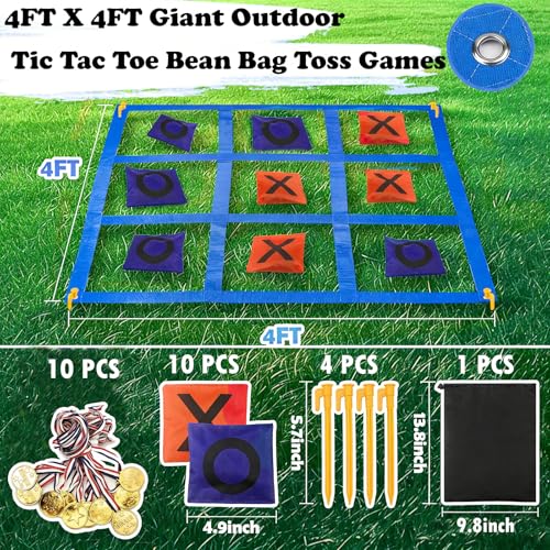 Giant Tic Tac Toe Bean Bag Toss Outdoor Games for Kids Adults Family-4X4FT Large Lawn Yard Carnival Field Day Games, Beach Backyard Camping Outside Family Reunion - size: Tic Tac Toe
