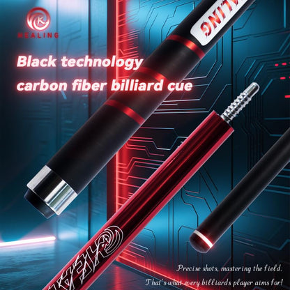 100% Carbon Fiber Shaft Billiard Cue 58" 19-21oz 1/2 Joint Carbon Fiber Pool Cue Stick 12.9mm Cue Tip - color: Red