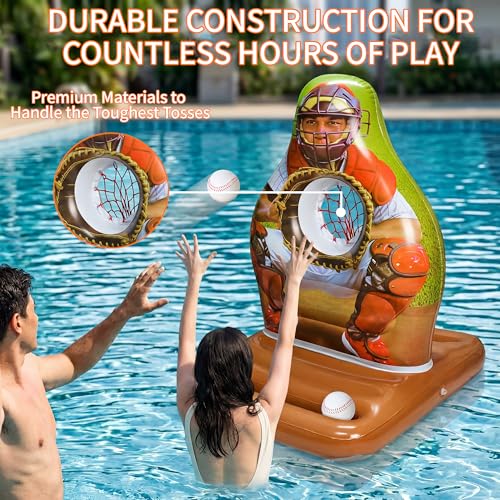 Pool Toys Games Set, Inflatable Pool Baseball Toss Game, Fun Swimming Floating Game Toy for Kids Adults, Outdoor Beach Yard Water Target Play, Summer Family Party Sports Gift Boy Girl Teen