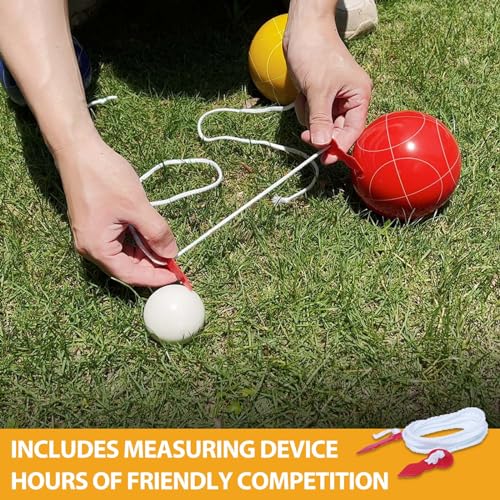 Professional Grade 107mm Bocce Ball Game Set Regulation Size and Weight 920g for Official Tournaments (Red and Yellow) - style: Premium 107mm Red and Yellow