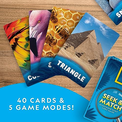 National Geographic Scavenger Hunt for Kids- Seek & Match to Find Objects from 40 Jumbo Treasure Hunt Cards, Indoor and Outdoor Activities, Family Travel Camping Games, Toddlers and Kids Ages 4-8